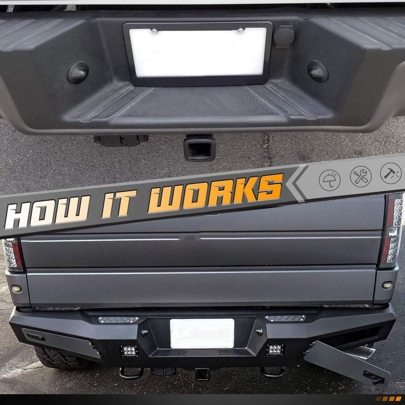 HERCOO License Plate Lights Lamp Lens Black Housing Compatible with 1999-2015 F150 F250 F350 F450 F550 Super Duty Bronco Excursion Expedition Explorer Ranger Pickup Truck Step Bumper, Pack of 2