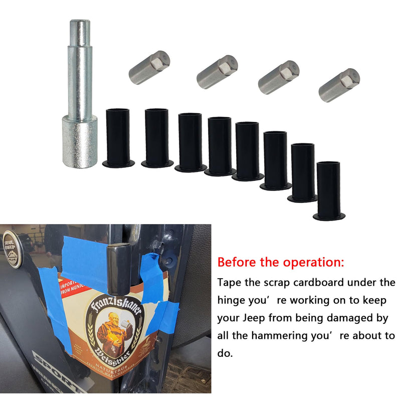 Door Bushing Removal Tool Hinge Liners for Jeep Wrangler JK JKU JL JLU & Gladiator JT 2007-2025 (Removal Tool and 4 Pins) Door Bushing Removal Tool and 4 Pins
