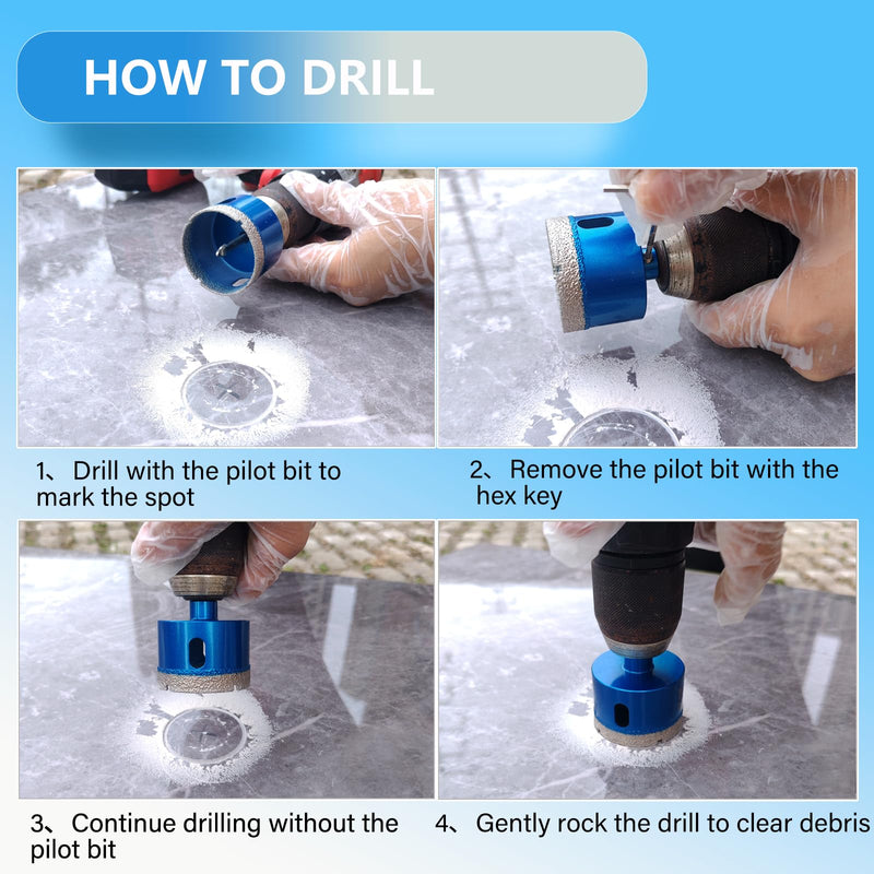 4-1/2" Diamond Hole Saw Bits with Pilot Drill Bit-1pcs 115mm Diamond Tipped Tile Hole Saw with Guiding Bit for Porcelain Tile Ceramic Pottery Granite Stone Glass Bottles(3/8" Triangle Shank) 4-1/2"(115mm)