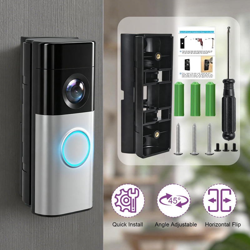 Adjustable Doorbell Angle Mount, 0-45° Anti-Theft Doorbell Mounting Bracket Compatible with Ring Wired Doorbell Plus/Pro (2026 Latest Models) & Battery Doorbell Plus/Pro (2nd Gen)