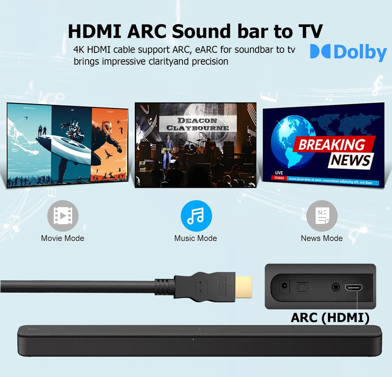 4K HDMI Cable 3.3 FT 10-Pack, Shielded HDMI TV Cord, Gold-Plated HDMI 2.0 Male Cable 120Hz ARC & CL3 Rated, HDCP 2.2, 3D HDR| for Docking Station, PC,Monitor, Switch, Splitter, PS4/5, Xbox, Soundbar 3.3FT Black