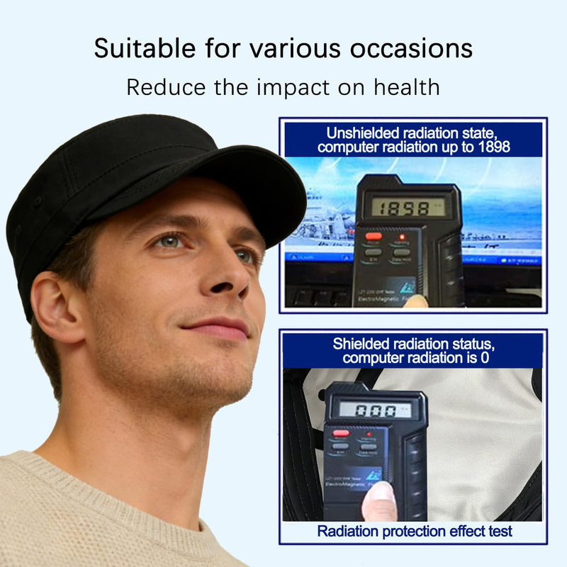 Effective 99.99% Anti R.adiation Cap E.M.F Protection Hat Shielding WiFi 5G Hat Black, 51-61cm/21-24in One Size Black2-flat Cap