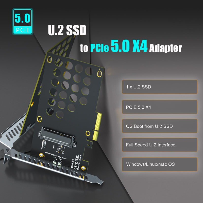 PU15N U.2 to PCIe 5.0 X4 Adapter Card for U.2 NVMe SSD