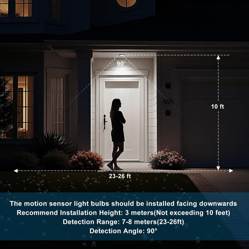 Motion Sensor Light Bulbs, Dusk to Dawn Outdoor Lighting, PAR38 Led Motion Sensor Flood Light 100 Watt Equivalent(15W), 6000K Daylight, Waterproof Outdoor/Indoor,(4 Pack) LY-PAR38H001