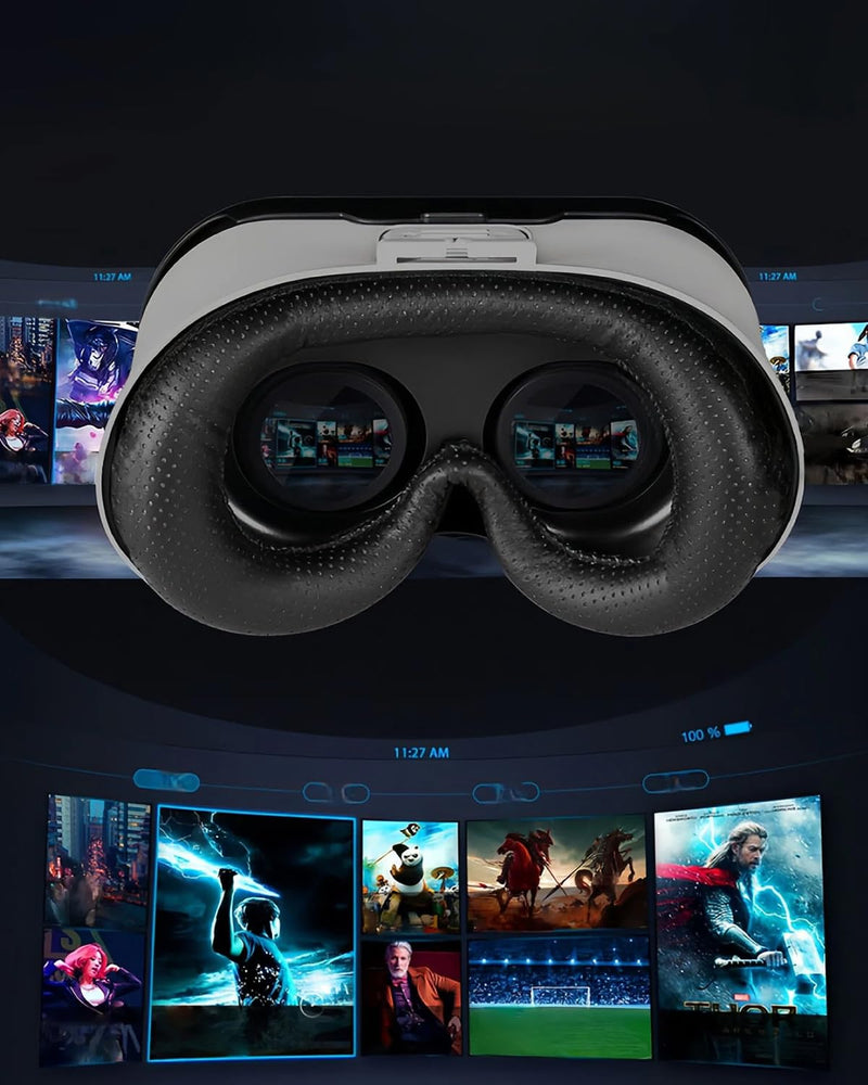 Adjustable VR Headset Goggles, 3D Virtual Reality Glasses with Wide Lens for Mobile Entertainment Black