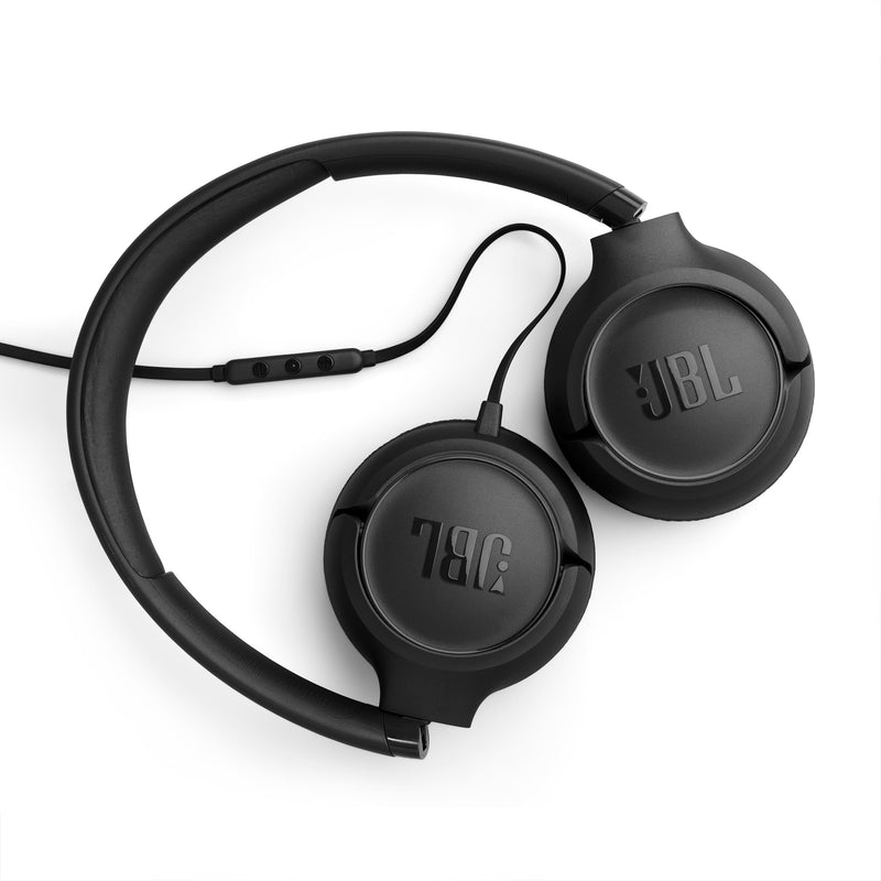 JBL Tune 530C - Wired On-Ear Headphones - Black | JBL Pure Bass Sound, Hi-Res Audio, Wide compatibility, 3-button remote with microphone, Easy EQ presets