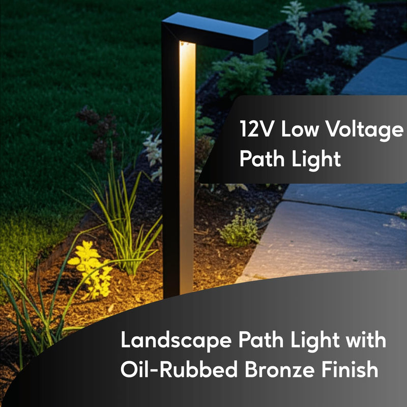 Ironsmith Lighting Products 12V Low Voltage Landscape Path Lights: Brass Wired, Outdoor LED and Halogen Waterproof Garden Lights, L-Shape Bronze for Yard Walkway Driveway, G4 Bulb Not Included