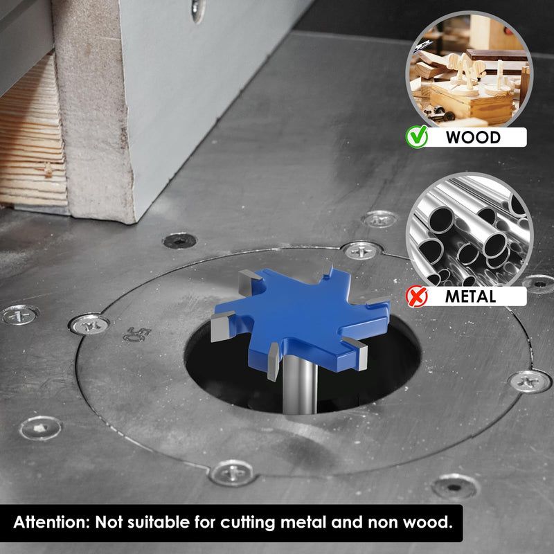 2PCS Slab Flattening Router Bit 1/2 Shank, 2-1/2" Cut Dia, 6 Flute Surfacing Router Bit Efficient Slab Flattening Multifunctional Planing for Solid Wood Density Board Laminate 1/2" Shank Blue