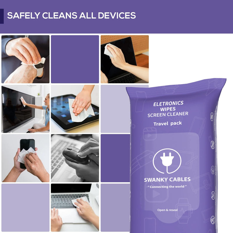 Screen Cleaner Wipes: Electronic Wipes for Screens - Computer Screen Wipes for Lens, Phone, Tv Screen and Monitor Cleaning - Tech Wipes & Microfiber Cloth (Soft Wipes, 90 Count) Soft Wipes