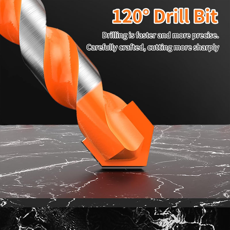 12 Piece Masonry Drill Bit Set for Concrete and Tile Industrial Grade Carbide Hammer Drill Bits 3mm-12mm No Slip Shank for DIY and Pro Projects 12
