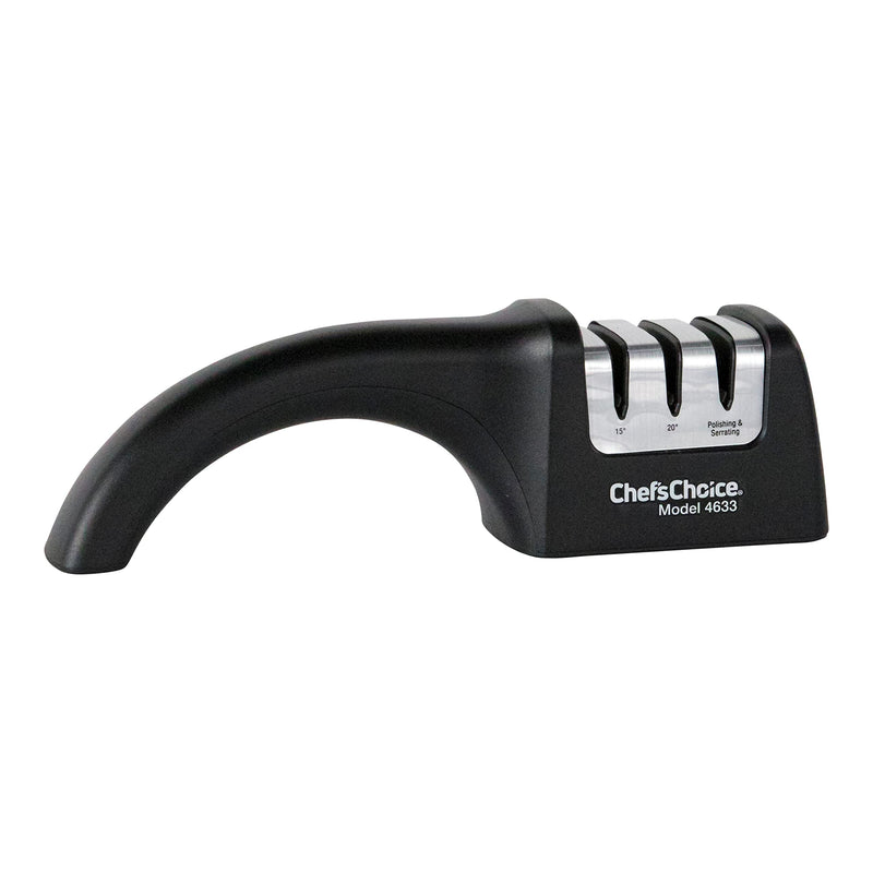 Chef'sChoice Professional Manual Knife Sharpeners AngleSelect for 15- and 20-Degree Straight-Edge and Serrated Knives with Diamond Abrasives Precise Angle Control & Compact Footprint, 2-Stage, Black