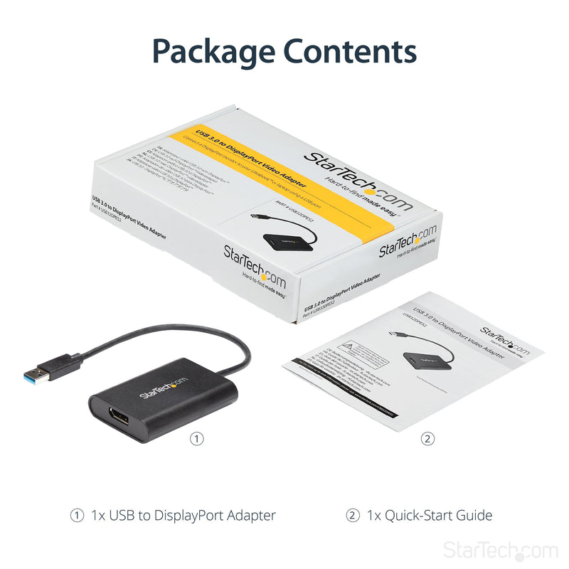 StarTech.com USB 3.0 to DisplayPort Adapter, 4K 30Hz, USB-A to Single DP Monitor, USB Video Adapter Converter, Windows Only