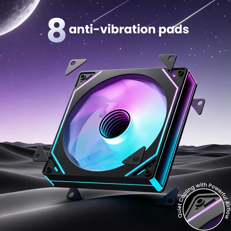 1PCS 120mm ARGB Case Fan,Double Infinity Mirror ARGB Fans Low Noise High Airflow PWM RGB PC Fans for Cases CPU Coolers,Forward