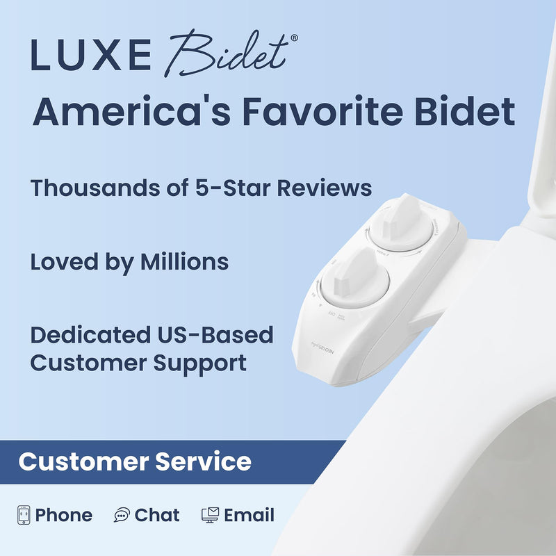 LUXE Bidet NEO 185 Plus - Dual Nozzle, Non-Electric Bidet Attachment for Toilet Seat, Patented Slide-In Install, 360° Self-Clean, EZ-Lift to Clean, Feminine & Rear Wash (White) White