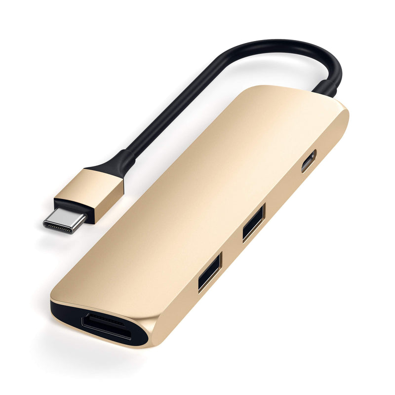 Satechi 4 in 1 USB C Hub Multiport Adapter (Gold - Slim Classic)