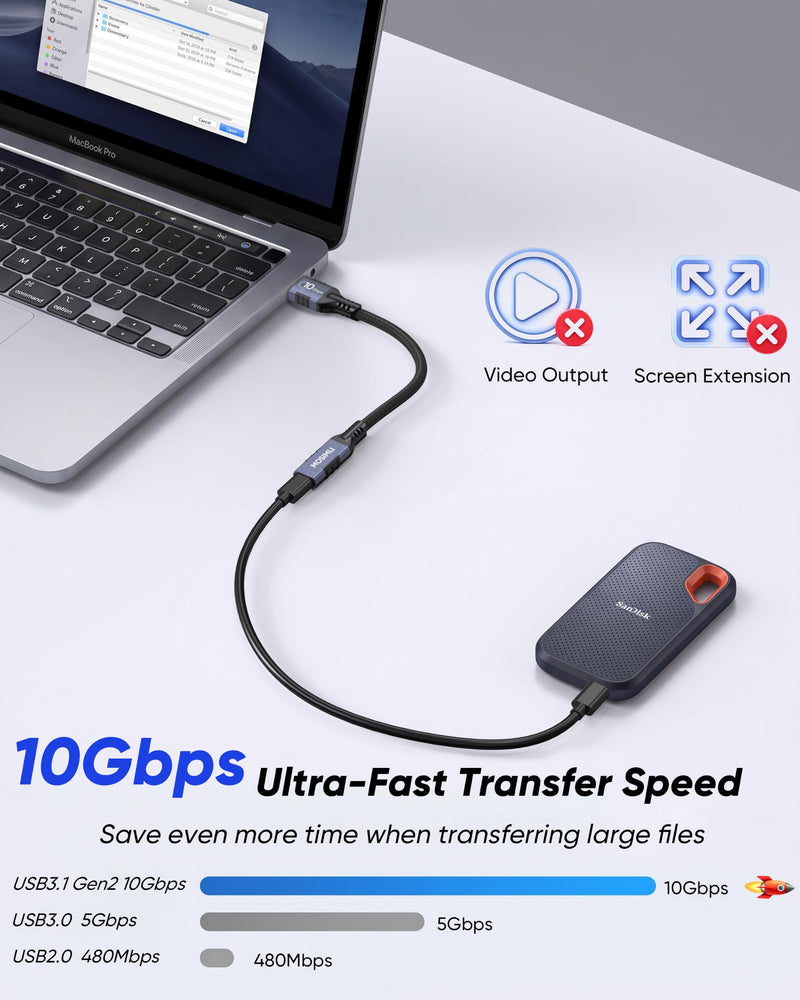 USB to USB C Adapter(0.5FT/6inch), USB C Female to USB A Male Adapter | Non-slip texture, USB 3.1 GEN 2 10Gbps Ultra-Fast Data Transfer, 15W/3A Safe Charging, for Laptop(with old usb), PC, SDD Blue-gray 0.5FT 1