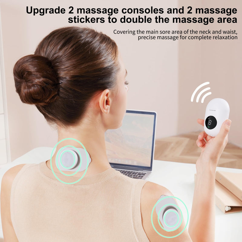 TENS Unit - Wireless Muscle Stimulator for Pain Relief, Dual Channel 16 Intensity Tens EMS Machine, LED-Display Rechargeable Cordless Portable Massager for Feet, Leg, Shoulder, Lower Back, Neck White
