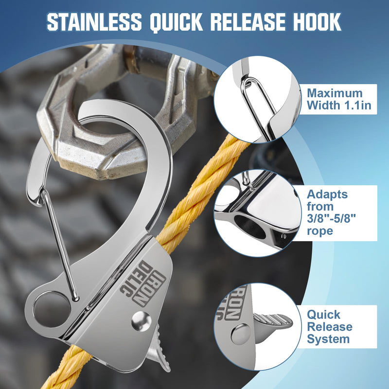 1-2x Stainless Steel Boat Anchor Hook, Quick Release Knotless Anchor System for 3/8''- 5/8'' Boat Anchor Rope, Fit for Small Boat Pontoon Kayah, Easy to Use, Holds 9000 lbs 1 Pack