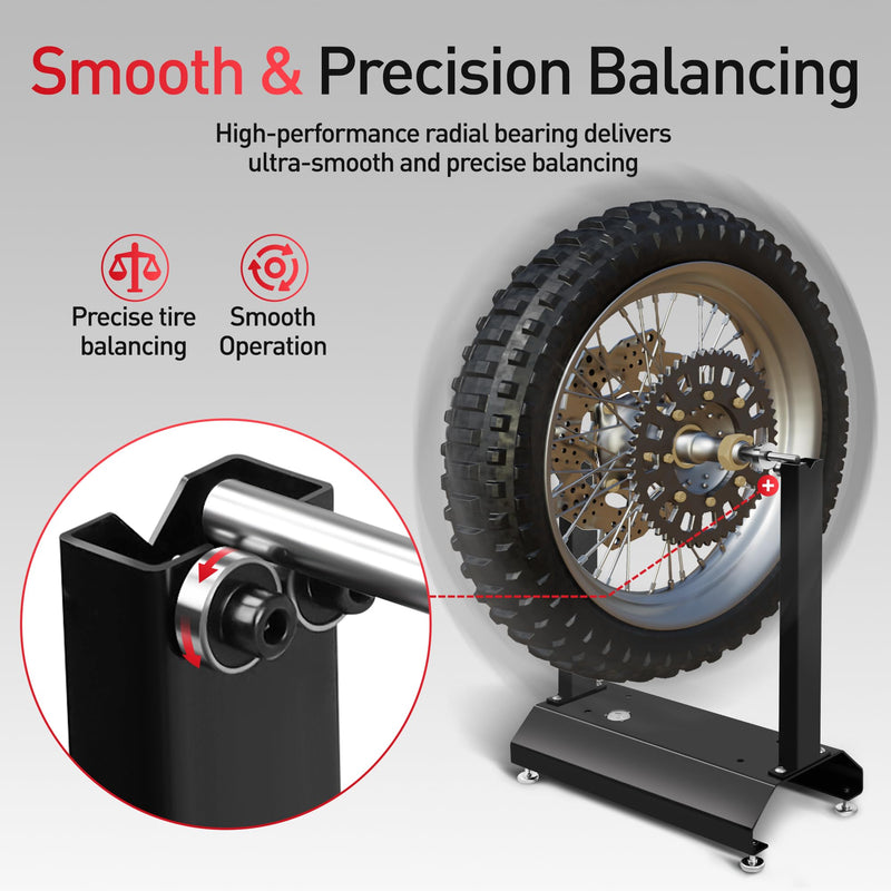 JY PERFORMANCE Motorcycle Wheel Balancer, Tire Balancer Stand for Static and Dynamic Tire Alignment, Bike Wheel Balancer for Motorcycles, Road, Sports, MX, and Dirt Bikes Wheels