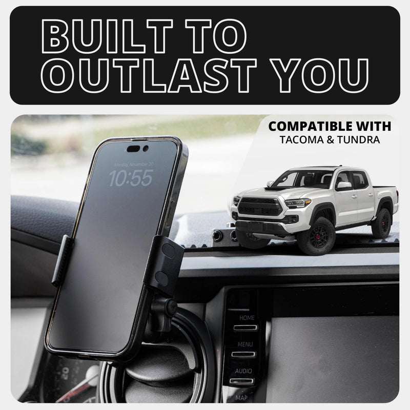 Tackform Link Vent Phone Mount Compatible with 2016-2023 Toyota Tacoma and 2014-2021 Toyota Tundra | Aluminum | Zero Slip, Anti-Scratch | Universal Holder Compatible with iPhone, Galaxy, More | Black