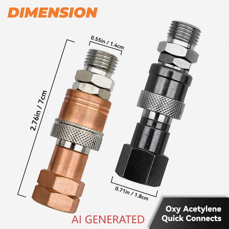 Oxy Acetylene Torch Quick Connects Fittings| Fit 9/16"-18 B Fittings | QDB10 Heavy-duty Safe and Durable Design| Brass |Stainless Steel |Special Corrosion-Resistant Materials|OEM