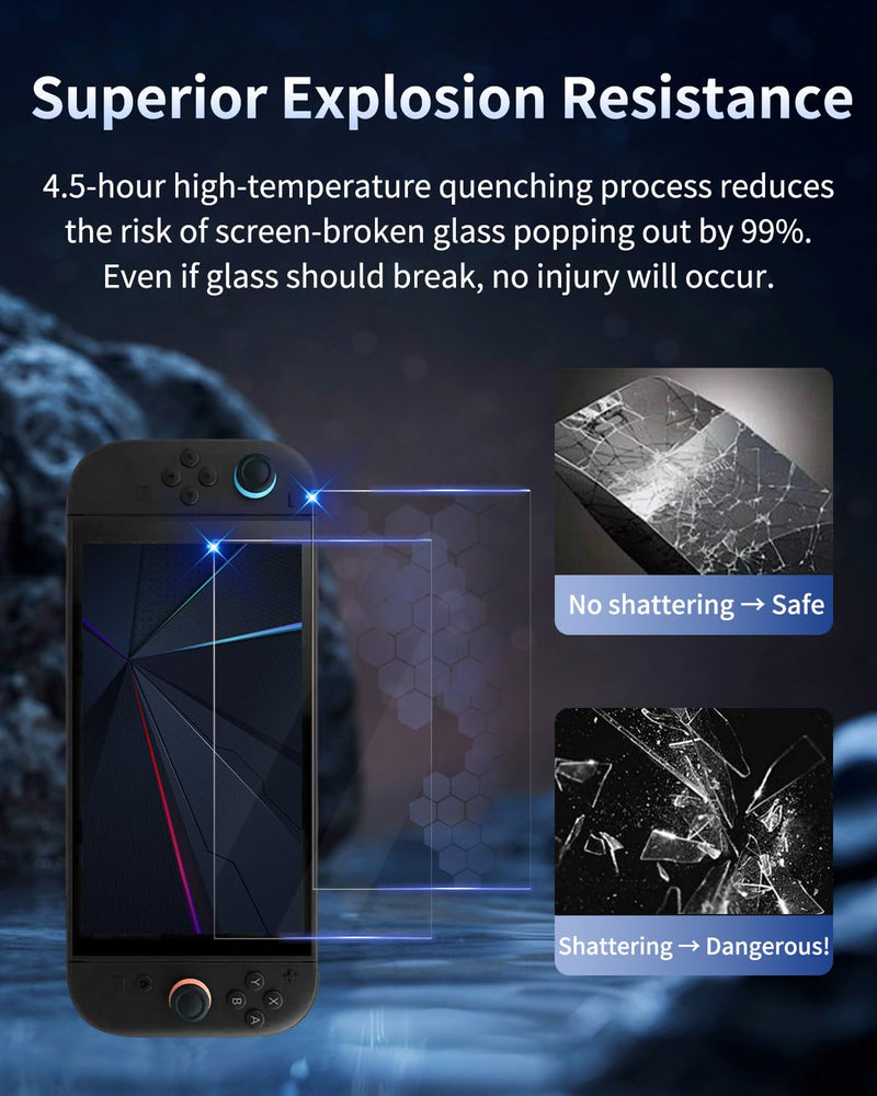 2-Pack 10H Tempered Glass Screen Protector for Nintendo Switch 2 (2025) – Anti-Blue Light,Easy to Install, Bubble-Free Kit with Alignment Frame, Ultra-Thin 0.25mm HD Clear