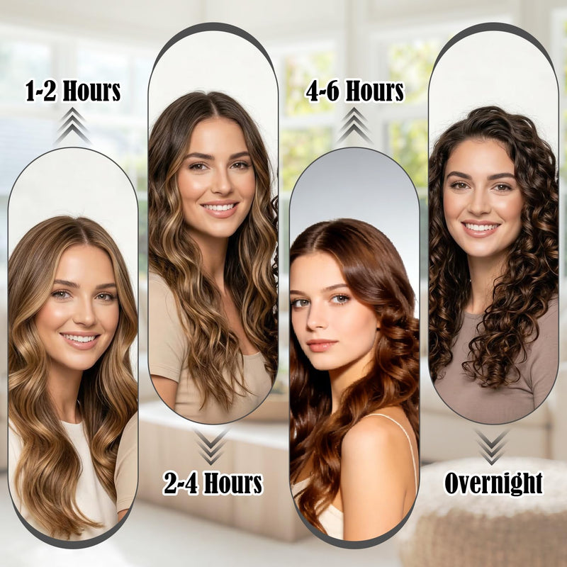 Heatless Curling Rods 3PCS, No Heat Hair Rollers with Satin Bonnet, Overnight Flexi Bars for All Hair Types(Black) Black