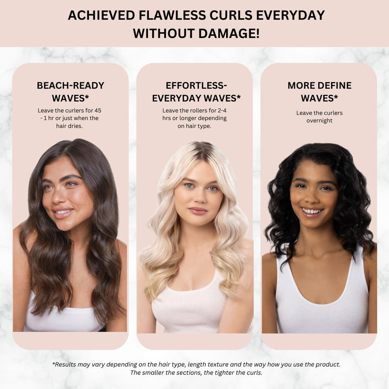 Kitsch 6pc Satin Pillow Rollers - Marble | Heatless Hair Curler, Heatless Curls Overnight, Flexible Curling Rod for Long & Short Hair, Flexi Rod Curlers to Sleep In 1 Count (Pack of 6)