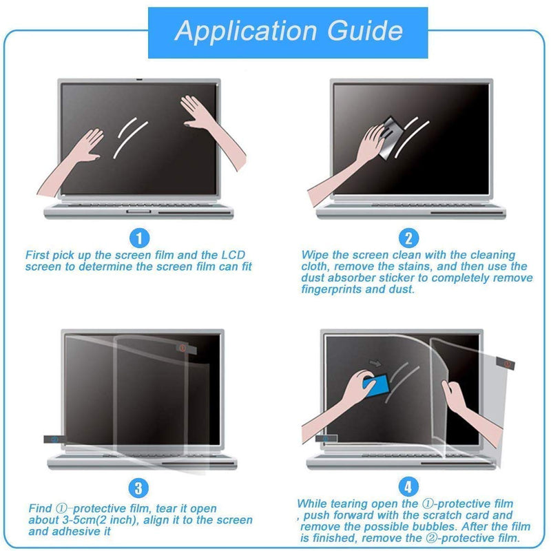2-Pack 15.6 Inch Laptop Screen Protector for 15.6" HP/Dell/Sony/Samsung/Lenovo/Acer/MSI/LG/Razer/Toshiba/Asus 15.6" 16:9 Aspect Laptop, High Definition Anti-Scratch Clear Shield (345x194mm/ W x H) 15.6 inch16:9
