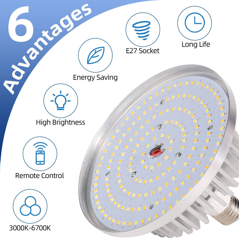 175W Photography Light Bulb Dimmable Tricolor LED Bulbs 3000-6700K Color Softbox Bulb in E27 Socket for Photography Photo Video Studio Lighting White Warm Cold 2 Pack 2 Packs