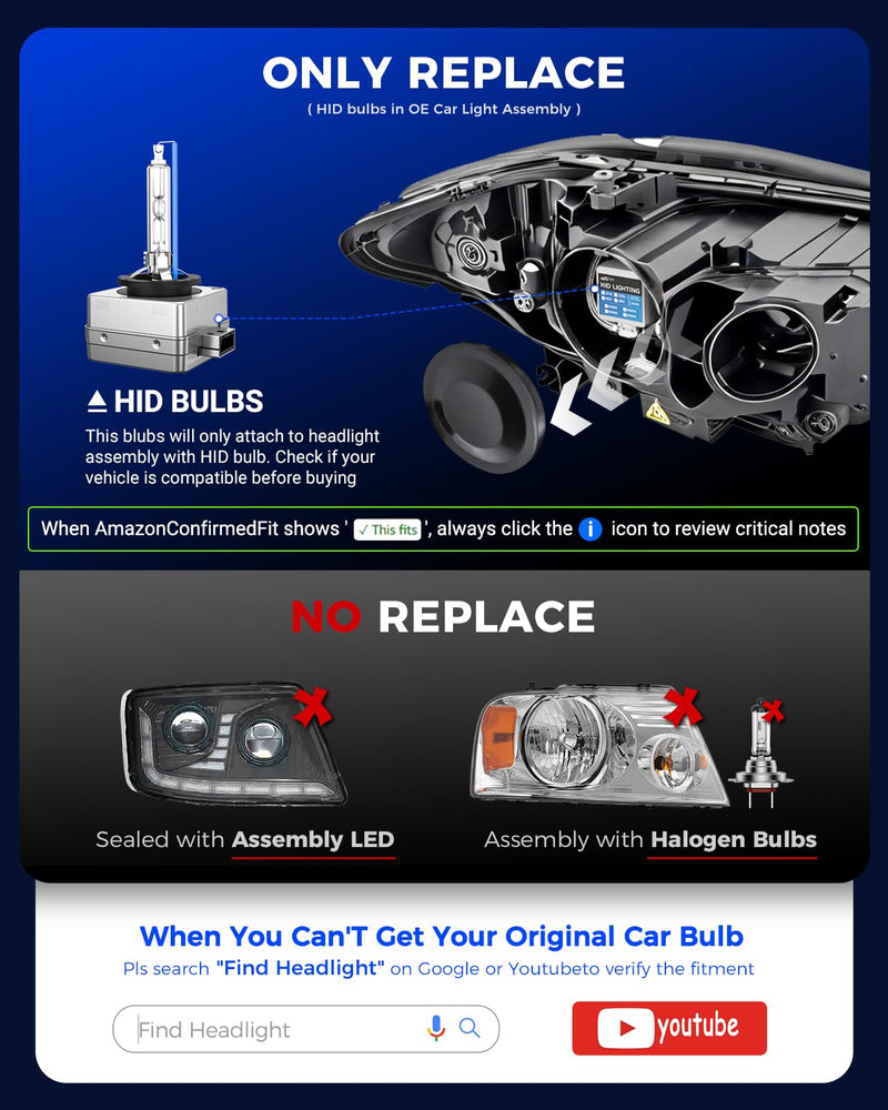 Marsauto D3S D3R HID Bulbs, 800% Brightness, 30,000LM 6500K White for 66340 42403 42302 (42403C1) Xenon HID Bulb, Plug and Play, Pack of 2