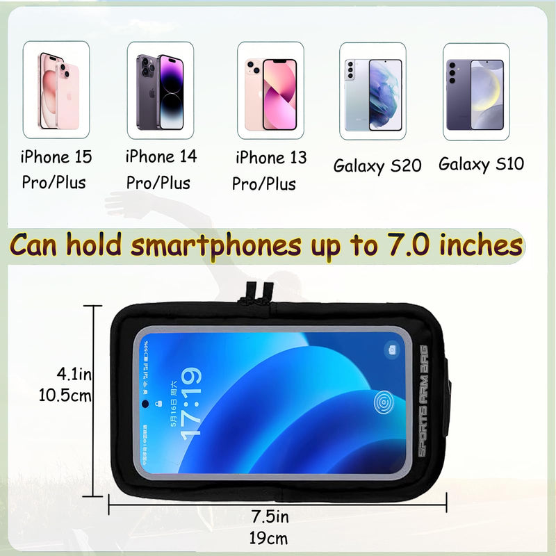 Wristband Phone Holder for Running, Forearm Armbands, Running Armband with Card Slot for iPhone Pro Max Plus (16/15/14/13/12/11/X/XR) Galaxy S24/S10, Cell Phone Armband Up to 7.0'' Phone