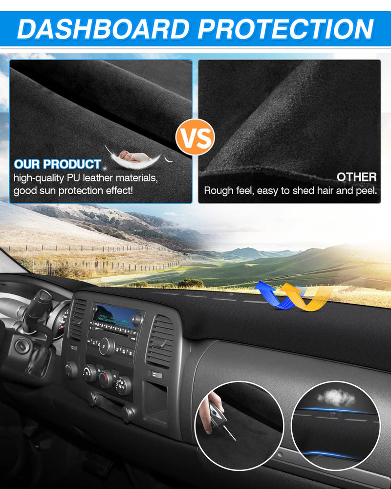 Cartist Dash Cover Custom Fit for Chevy Chevrolet Silverado/GMC Sierra 1500 2500HD 3500HD 2007-2013 Accessories Dashboard Cover Mat Non-Slip (Only Fit Models with Two Glove Boxes)