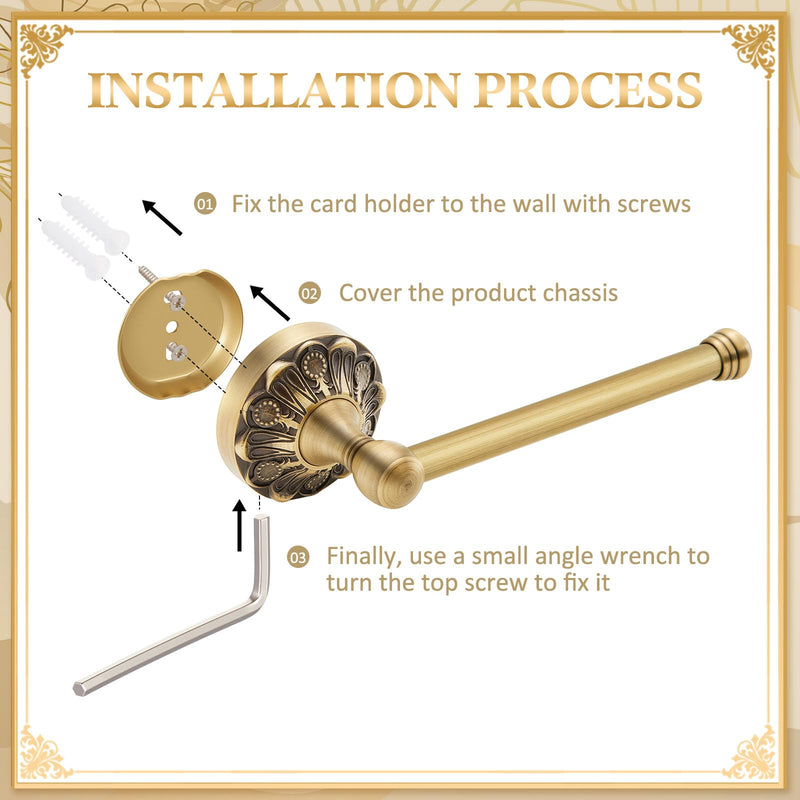2 Pieces Set Antique Brass Toilet Paper Holder Retro Brass Hand Towel Ring Tissue Roll Paper Hanger Bathroom Hardware Wall Mounted Vintage Bathroom Accessories (Round) Round