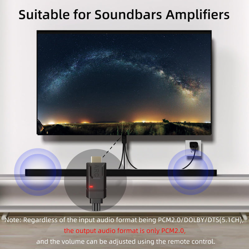 192KHz eARC/ARC to Optical Coaxial SPDIF Audio Converter for TV to Speaker- Supports PCM2.0/Dolby5.1/DTS 5.1 Input,CEC Volume Control & 5 Ft Cable