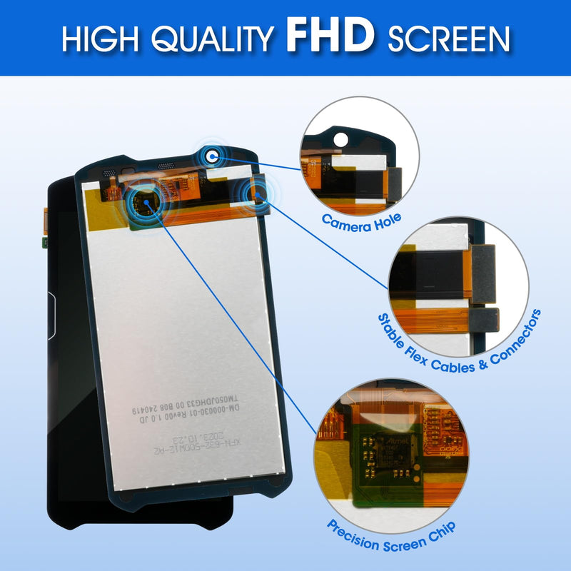 TC52 LCD Screen with Touch Digitizer for Zebra TC52 TC520K TC57 TC57HO Barcode Scanner Handheld Mobile Computer, High-Resolution Display Replacement