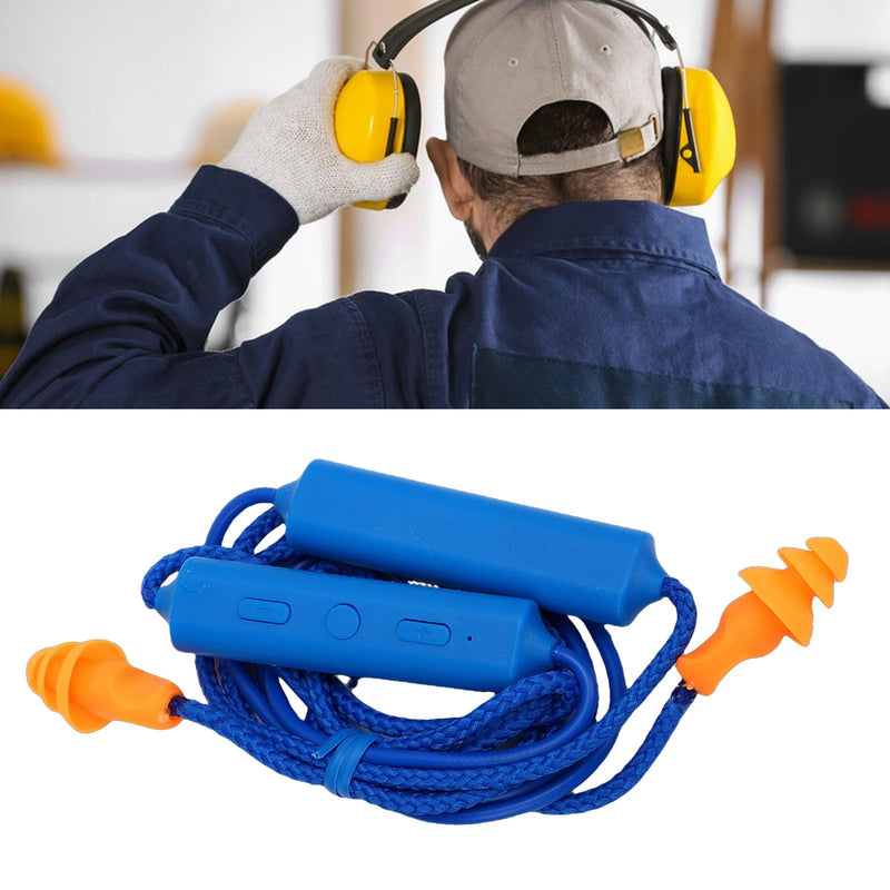ASHATA Bluetooth Earplug Headphones, Neckband Wireless Earbuds Earplug, IPX5 Water Proof 200mAh Rechargeable, for Construction Site Workshop (Blue)