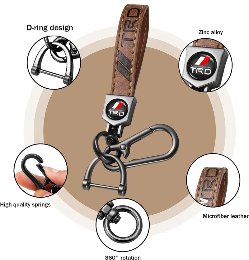 for TRD Keychain, Car Keychains Suitable for TRD Racing Development Sequoia Tundra Tacoma 4Runner PRO, Key Chain Keyring with Logo With Unisex Car Accessories,Family Present Brown Xma2