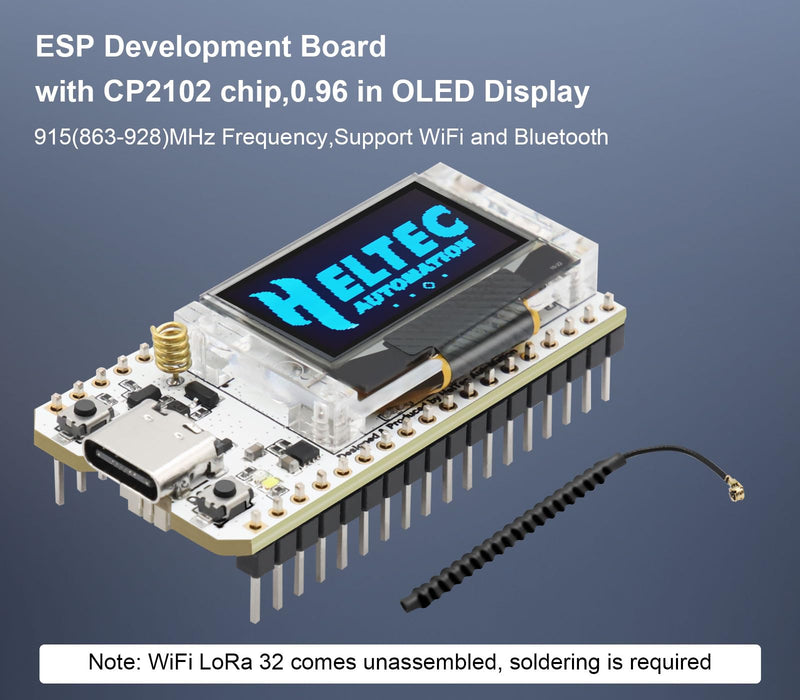 3PCS ESP LoRa V3 Boards with 915MHz Antenna SX1262, CP2102, 0.96-inch OLED,Case,WiFi, Bluetooth,Compatible with Arduino & LoRaWAN & Meshtastic IoT (USB C Port) 3 Pack (Board + Case)