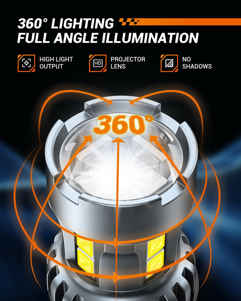 SEALIGHT 7443 7440 LED Bulb White Reverse Light, 7444na 7441 7444 T20 W21W LED Light Bulb with Projector for Backup Light,Tail Light,Brake Parking, Pack of 2 J5 Series 7443 bulb
