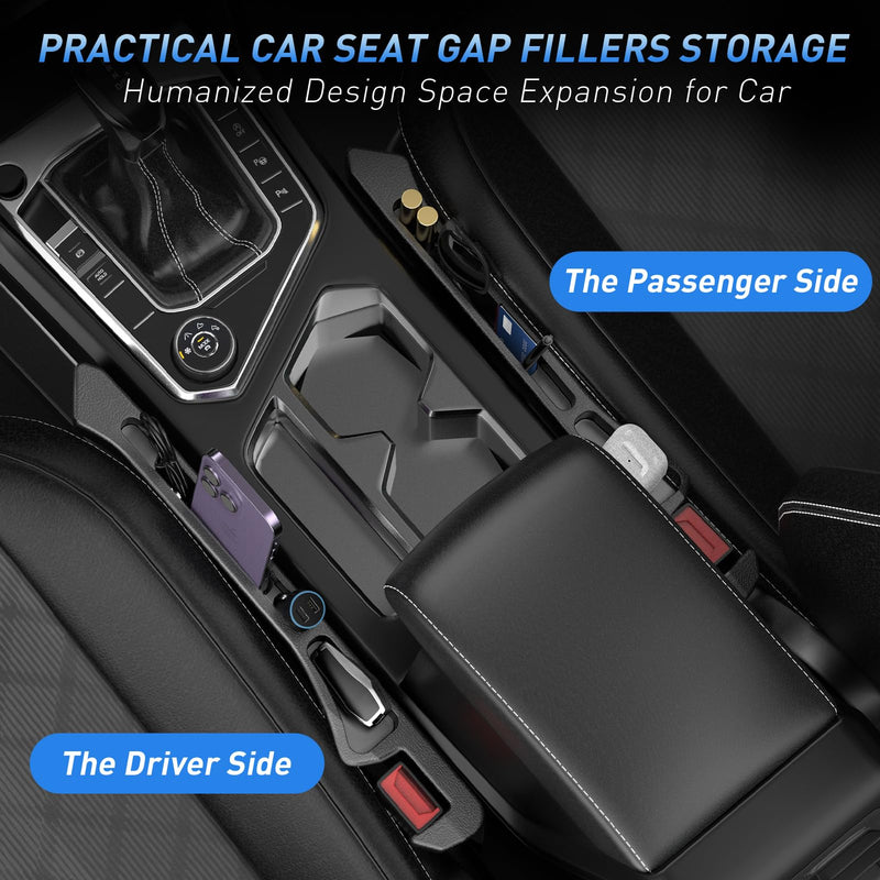Car Seat Gap Filler 2Pack, Inserts Between Seats Console with Organizer Storage Upgraded Phone Holder Car Side Seat Gap Fillers Cars Front Seats Fill Plug Car Essentials for Vehicle SUV Truck (Black) Black