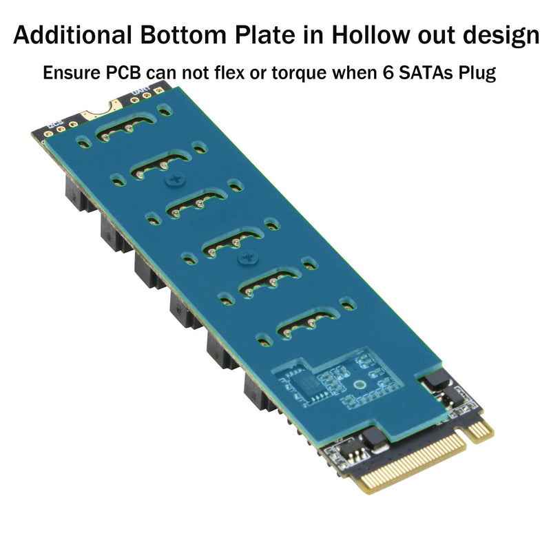 M.2 to SATA 3.0 Adapter [6-Port], RIITOP M.2 NVMe to 6 Ports SATA III Expansion Card Adapter 6Gbps with Chipset ASM1166 NVMe to 6 SATA