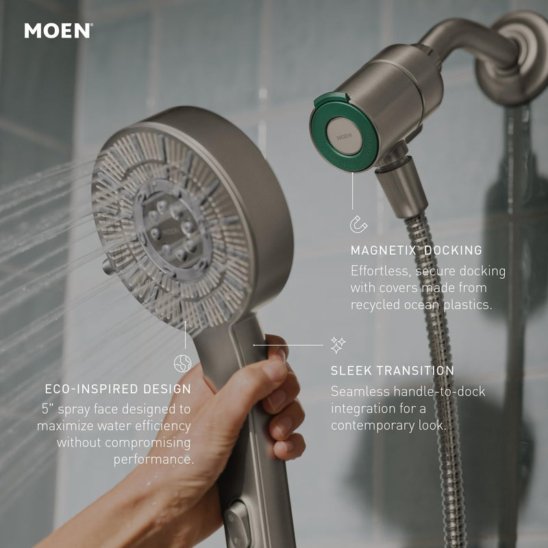 Moen Chrome Handheld That Saves Hot Water with Eco-Performance and Magnetic Docking System, 230H2EP
