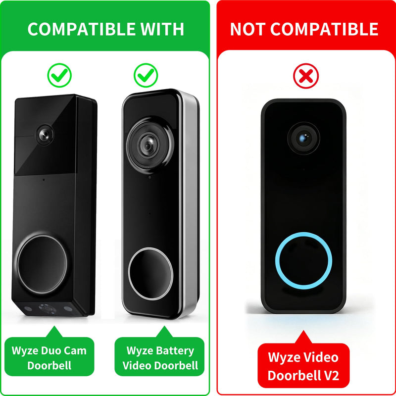 Anti-Theft Doorbell Mount for Wyze Doorbell Camera, No Drill Video Doorbell Mount Adjustable Mounting Bracket for Wyze Duo Cam Video Doorbell, Fully Metal Door Camera Mount for Home Apartment Rentals