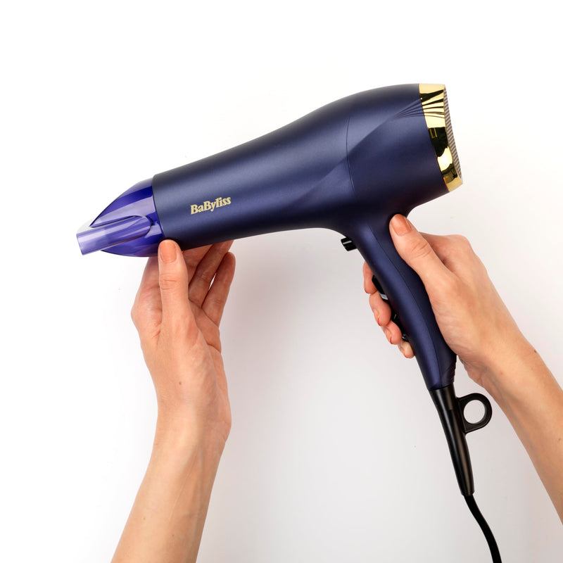 BaByliss Midnight Luxe Hair Dryer - Powerful 2300W Blow Dryer, Ionic Frizz-Control, Fast Drying, Professional and Lightweight, 3 Heat & 2 Speed Settings, 5781U 5781U - UK PLUG