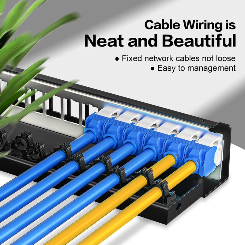 Patch Panel 12 Port 1U UTP/STP Blank Keystone Patch Panel Compatible with LC/SC/ST/FC/USB/HDMI Keystone Jack for Desk Mount Home Ethernet Termination Box (1U 12 Port) 1U 12Port
