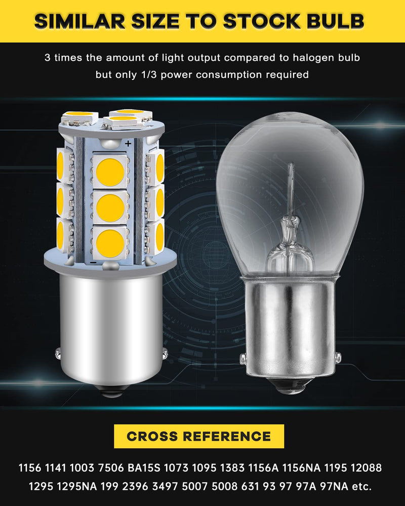 Qoope 1156 LED Bulb Warm White 1141 LED Bulbs RV Light Bulbs Interior 1073 7506 1003 BA15S Bulb for 12V Camper Travel Trailer Boat Motorhome Interior Lights, Pack of 10 10PCS