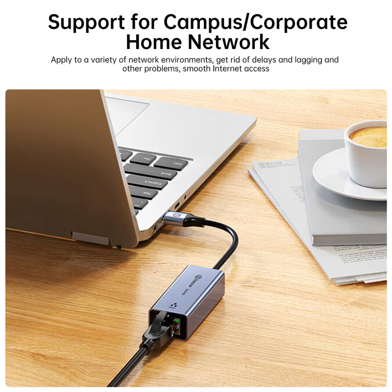 USB to Ethernet Adapter, USB to RJ45 LAN Converter, 100Mbps Fast Wired Network Adapter for Laptop, PC, macOS, Windows, Linux - Compact Aluminum Shell, Plug & Play