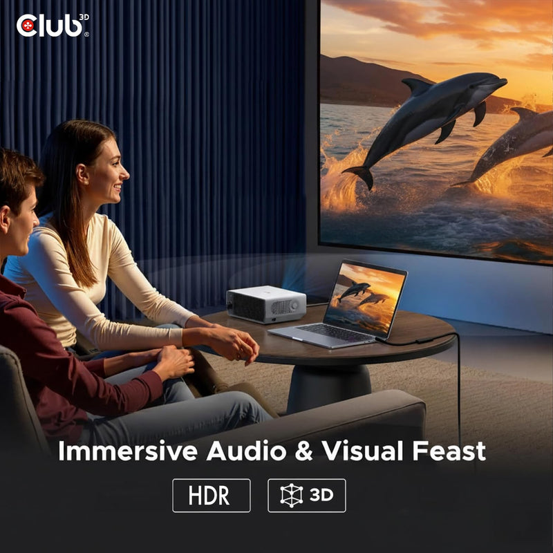 Club 3D DisplayPort to HDMI Cable 8K@60Hz 4K@120Hz Active Adapter - Gaming PC Laptop Console to Monitor TV - DP 1.4 to HDMI 2.1 HDR10+ Dolby Vision Converter CAC-1088