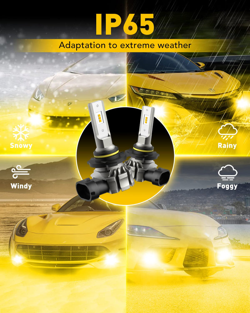  [AUSTRALIA] - AUXITO 9145 LED Fog Light Bulbs, 6000LM 3000K Amber Yellow Light, 300% Brightness H10 9140 9045 9040 Led Fog Lights, CSP LED Chips, DRL Replacement for Cars, Pack of 2